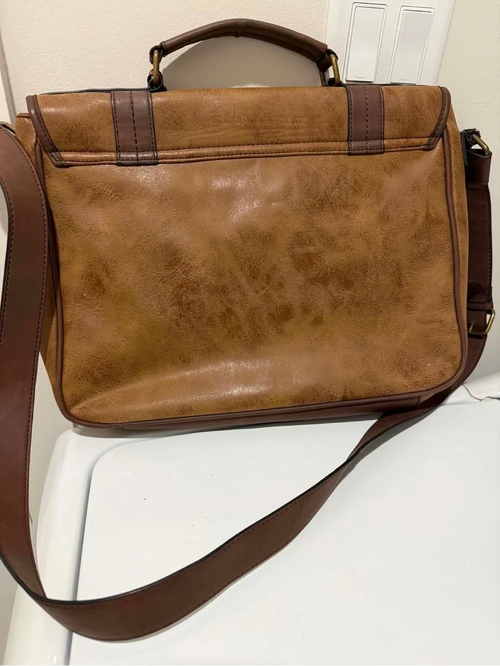 Aldo Two-Tone Tan and Dark Brown Men's Briefcase